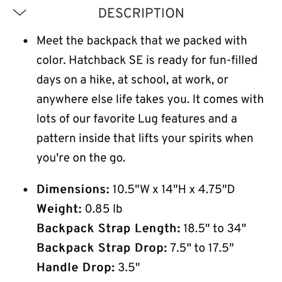 Lug Hatchback SE, Magenta, NWT - Picture 10 of 12